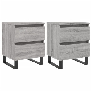 Mesita de noche 2 uds madera ingeniería gris Sonoma 40x35x50 cm H