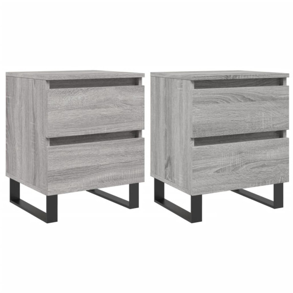 Mesita de noche 2 uds madera ingeniería gris Sonoma 40x35x50 cm M 2