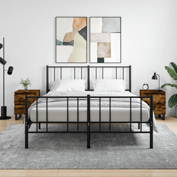 Mesitas noche 2 uds madera ingeniería roble ahumado 40x35x50 cm D