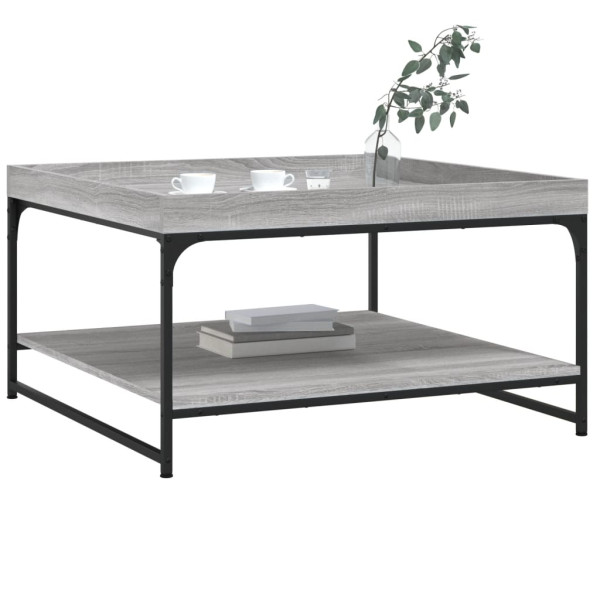 Mesa centro madera ingeniería y hierro gris Sonoma 80x80x45 cm M 3