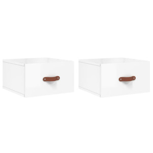 Mesas de cabeceira parede 2 pcs 35x35x20 cm branco brilhante H