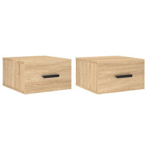 Mesitas de noche de pared 2 uds color roble Sonoma 35x35x20 cm H