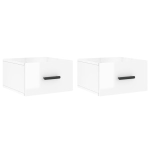 Mesas de cabeceira parede 2 pcs 35x35x20 cm branco brilhante H