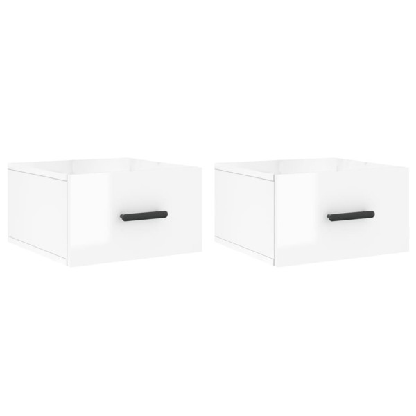 Mesitas de noche de pared 2 uds blanco brillo 35x35x20 cm M 2