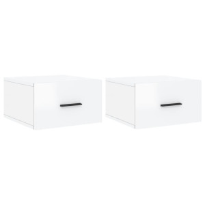 Mesitas de noche de pared 2 uds blanco brillo 35x35x20 cm H