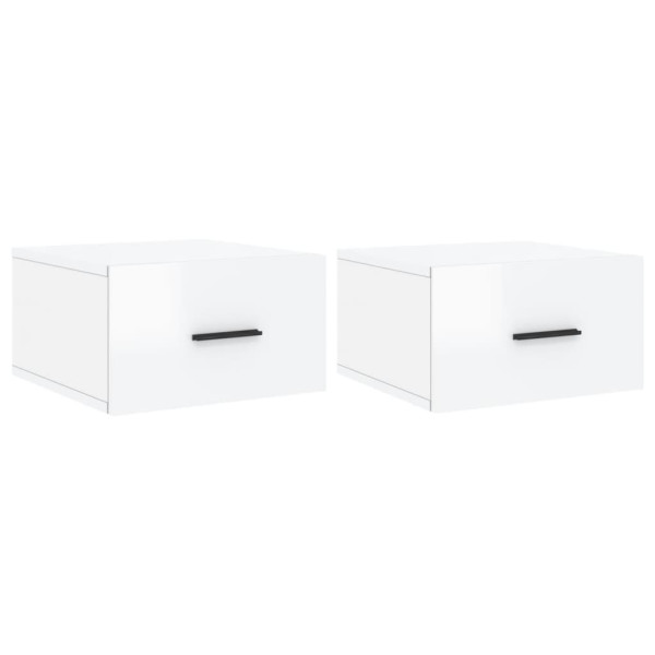 Mesas de cabeceira parede 2 pcs 35x35x20 cm branco brilhante M 2