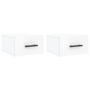 Mesitas de noche de pared 2 uds blanco brillo 35x35x20 cm H