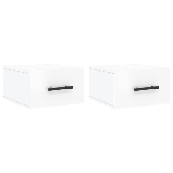 Mesas de cabeceira parede 2 pcs 35x35x20 cm branco brilhante M 2
