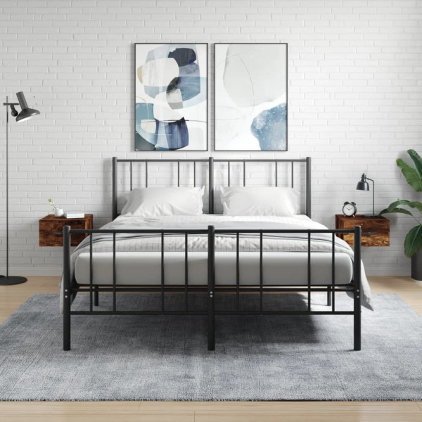 Mesitas de noche de pared 2 uds color roble ahumado 35x35x20 cm D