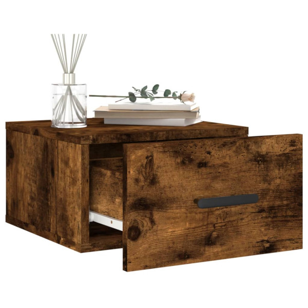 Mesa de cabeceira de parede 35x35x20 cm cor carvalho fumado M 4
