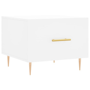 Mesa de centro madera de ingeniería blanca 50x50x40 cm H