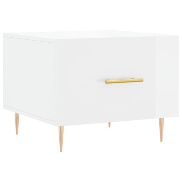 Mesa de centro madera de ingeniería brillo blanco 50x50x40 cm M 2