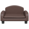 Sofá para niños de cuero sintético marrón 50x40x30 cm 3