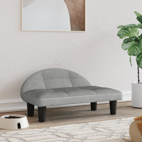 Cama para perros de terciopelo gris claro 70x52x30 cm D