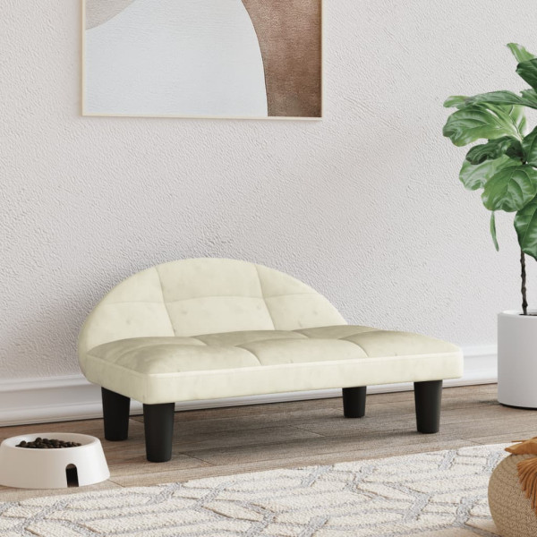 Cama para perros de terciopelo crema 70x52x30 cm D