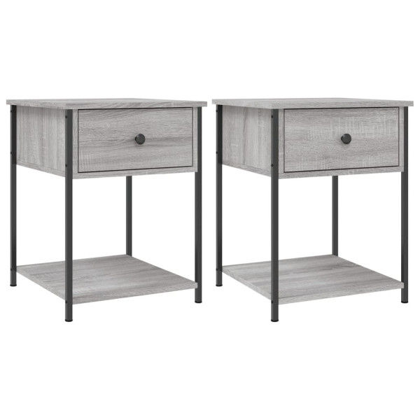 Mesita de noche 2 uds madera ingeniería gris Sonoma 44x45x58 cm M 2