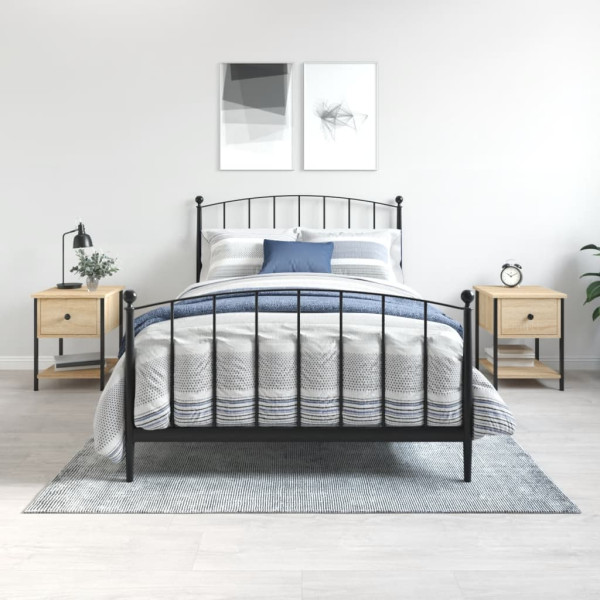 Mesita noche 2 uds madera ingeniería roble Sonoma 34x35.5x45 cm D