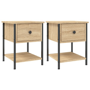 Mesita noche 2 uds madera ingeniería roble Sonoma 34x35.5x45 cm H