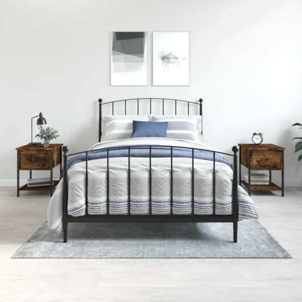 Mesita noche 2 uds madera ingeniería roble ahumado 34x35.5x45cm D