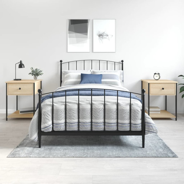 Mesitas noche 2 uds madera ingeniería roble Sonoma 44x45x58 cm D