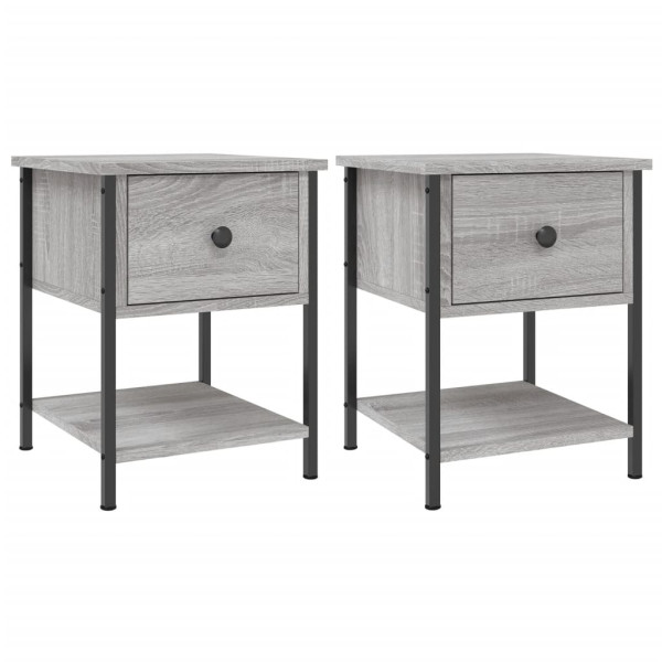 Mesitas noche 2 uds madera ingeniería gris Sonoma 34x35.5x45 cm M 2