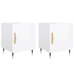 Mesa cabeceira 2pcs 40x40x50cm deriv. madeira branco brilhante H