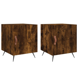 Mesa cabeceira 2pcs 40x40x50cm derivado madeira carvalho fumado H