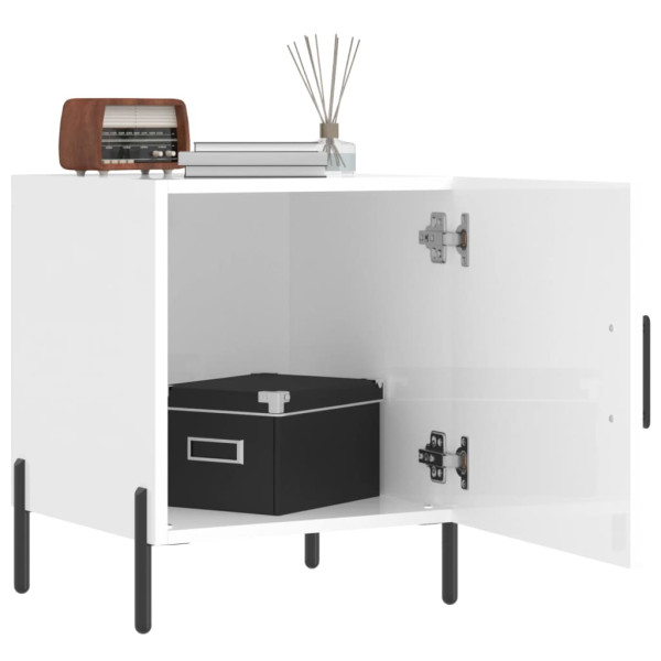 Mesa cabeceira 2pcs 40x40x50cm deriv. madeira branco brilhante M 3