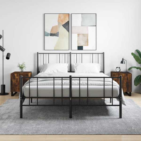 Mesitas noche 2 uds madera ingeniería roble ahumado 40x40x50 cm D