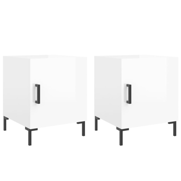 Mesa cabeceira 2pcs 40x40x50cm deriv. madeira branco brilhante M 2