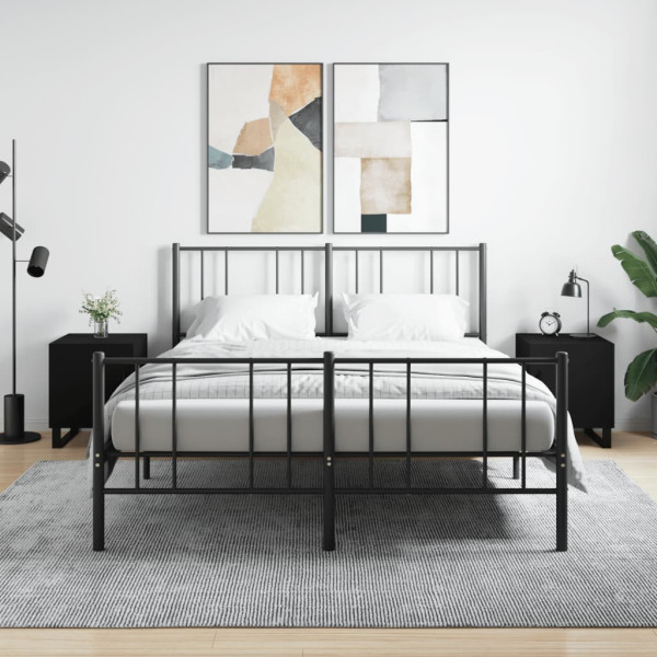 Mesitas de noche 2 uds madera de ingeniería negro 40x40x50 cm D