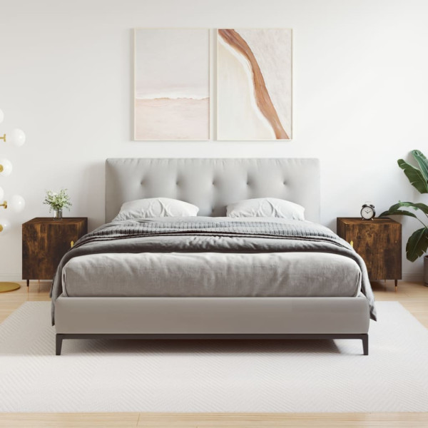 Mesitas noche 2 uds madera ingeniería roble ahumado 40x40x50 cm D