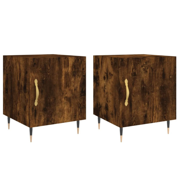 Mesa cabeceira 2pcs 40x40x50cm derivado madeira carvalho fumado M 2