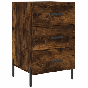 Mesita de noche madera de ingeniería roble ahumado 40x40x66 cm H