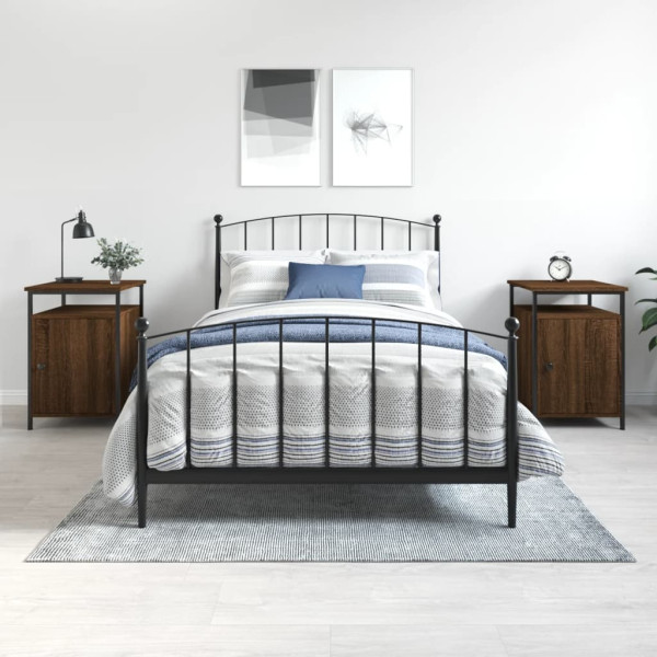 Mesitas de noche 2 uds contrachapada roble marrón 40x42x60 cm D