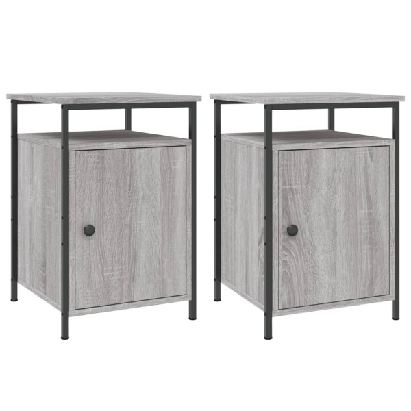 Mesitas de noche 2 uds madera contrachapada gris 40x42x60 cm M 2