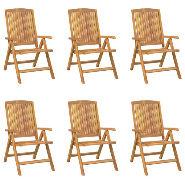 Cadeiras de jardim reclináveis c/ almofadões 6 pcs teca maciça M 3
