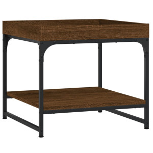 Mesa de centro madera ingeniería roble marrón 49.5x49.5x45 cm H