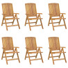 Cadeiras de jardim reclináveis c/ almofadões 6 pcs teca maciça 3