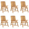 Cadeiras de jardim reclináveis c/ almofadões 6 pcs teca maciça 3