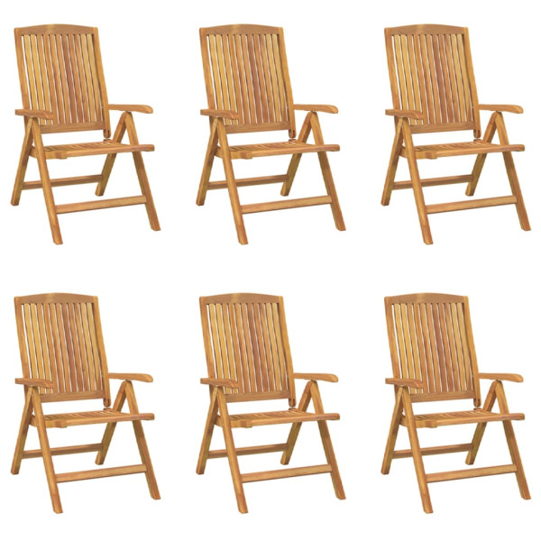 Cadeiras de jardim reclináveis c/ almofadões 6 pcs teca maciça M 3
