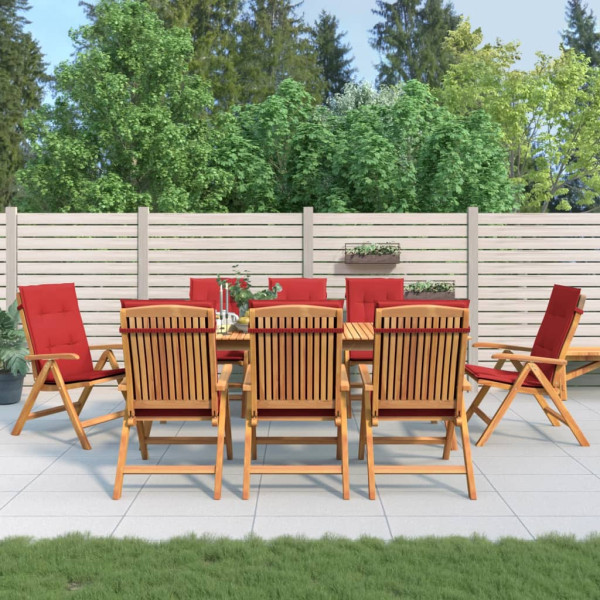Sillas de jardín reclinables y cojines 8 uds madera maciza teca D
