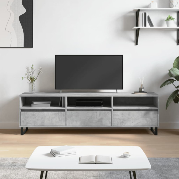 Mueble de TV madera contrachapada gris hormigón 150x30x44.5 cm D