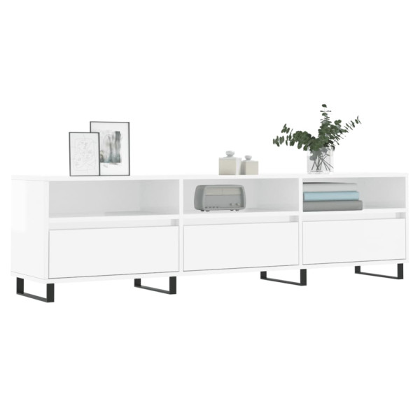 Mueble de TV madera contrachapada blanco brillo 150x30x44.5 cm M 3
