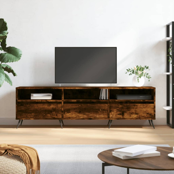 Mueble de TV madera contrachapada roble ahumado 150x30x44.5 cm D