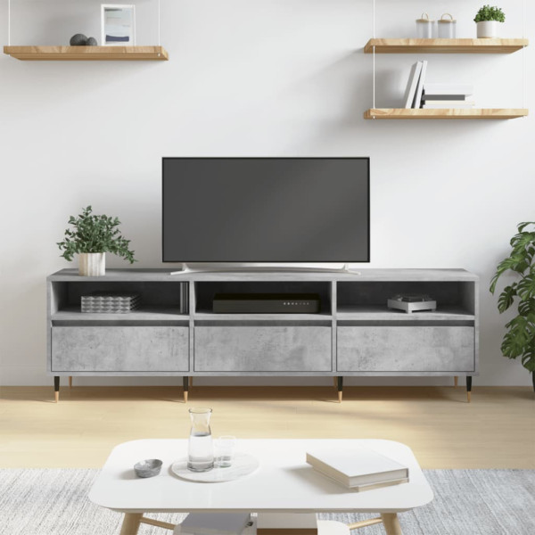 Mueble de TV madera contrachapada gris hormigón 150x30x44.5 cm D