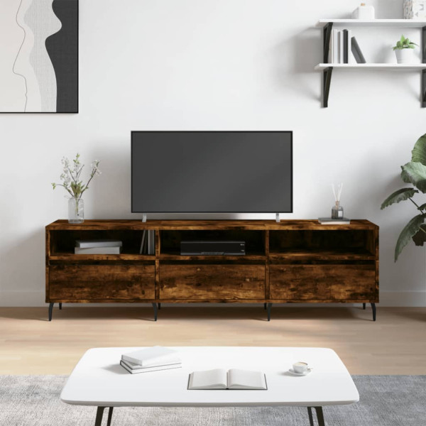 Mueble de TV madera contrachapada roble ahumado 150x30x44.5 cm D