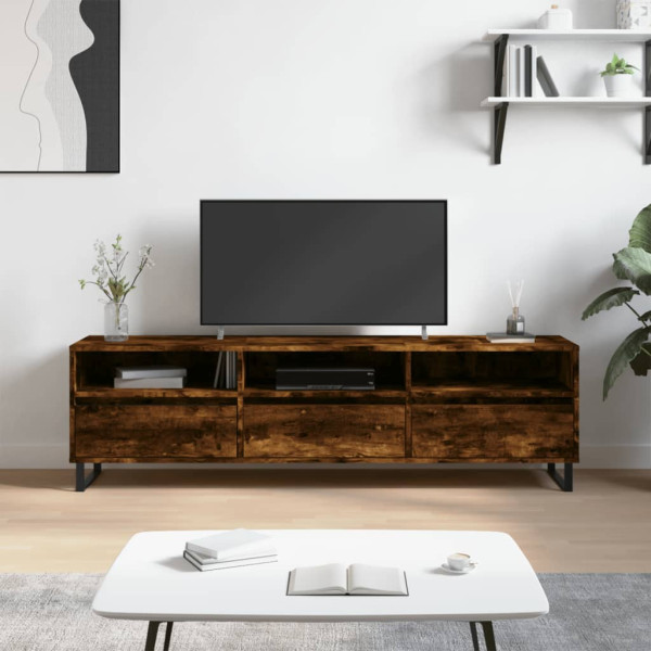 Mueble de TV madera contrachapada roble ahumado 150x30x44.5 cm D