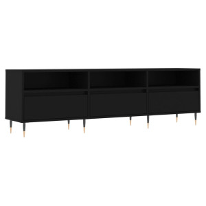 Mueble de TV madera contrachapada negro 150x30x44.5 cm H