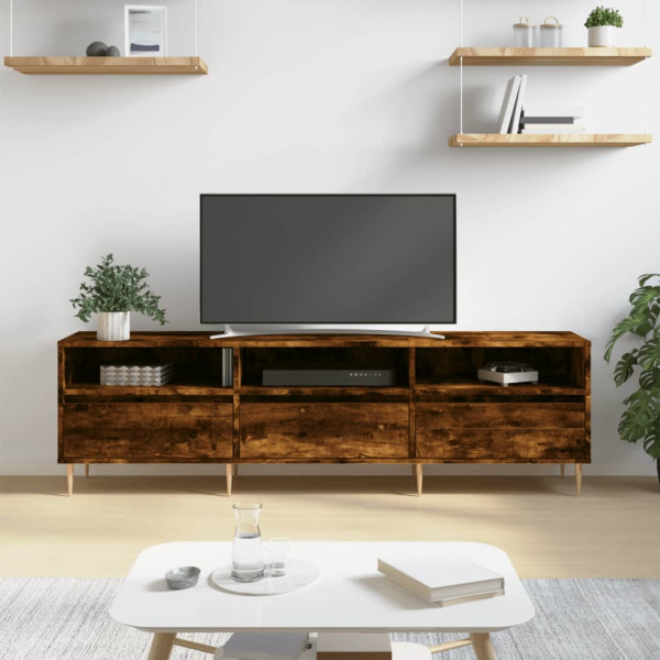 Mueble de TV madera contrachapada roble ahumado 150x30x44.5 cm D